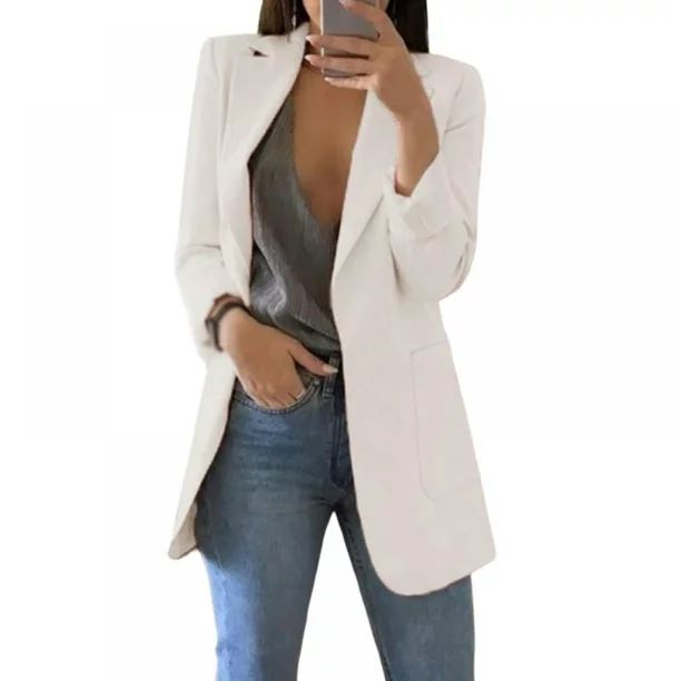 Spring Autumn Blazer Coats For Women Casual Fashion Basic Notched Slim Solid Office Ladies Outwea... | Walmart (US)