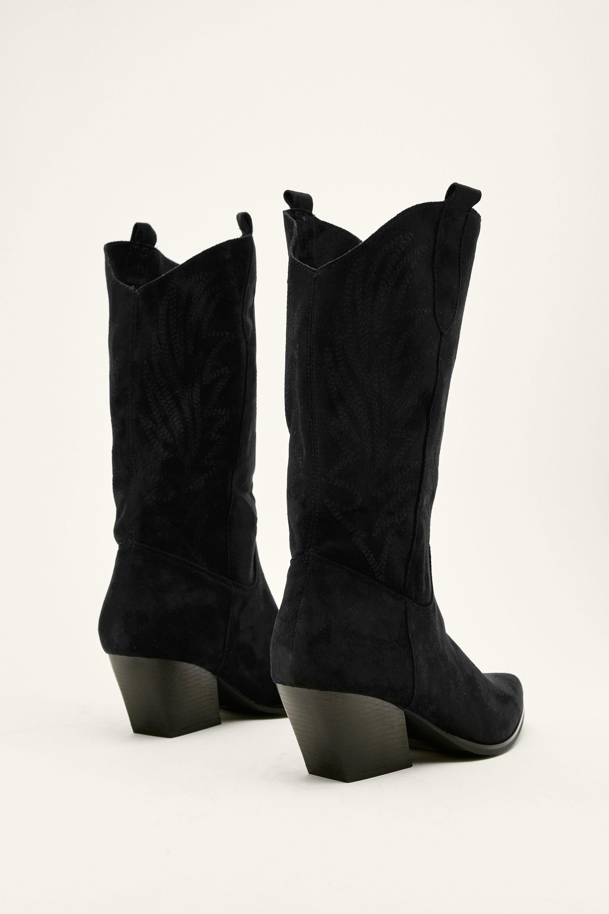 Faux Suede Embroidered Cowboy Boots | Nasty Gal (US)
