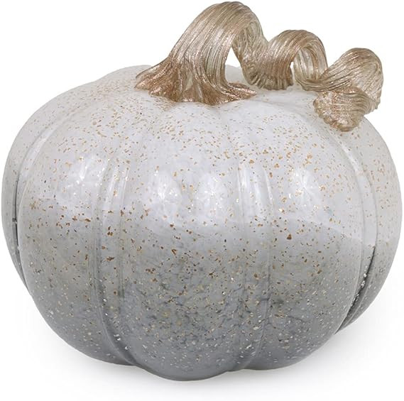 Boston International Decorative Tabletop Glass Pumpkin, 7 x 6-Inches, Gray | Amazon (US)