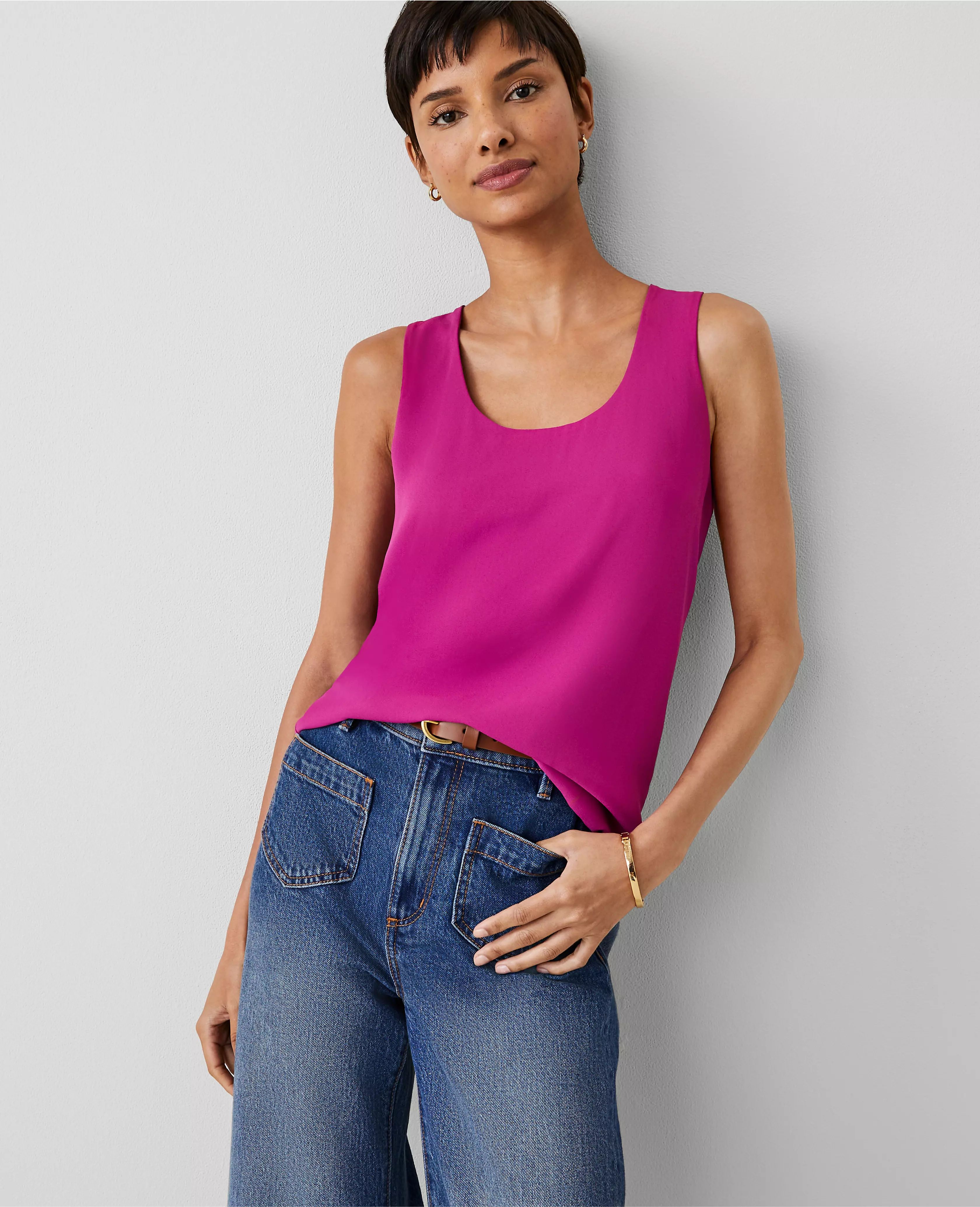 Sleeveless Mixed Media Shell | Ann Taylor (US)