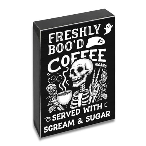 Halloween Decorations Coffee Sign Halloween Decor For Coffee Bar Fall Sign Cute Fall Ghost Decor Halloweens Home Decorations Boo Basket Stuffers | Amazon (US)