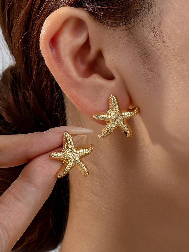 1 Pair Of Stylish, Elegant And Simple Starfish Earrings | SHEIN