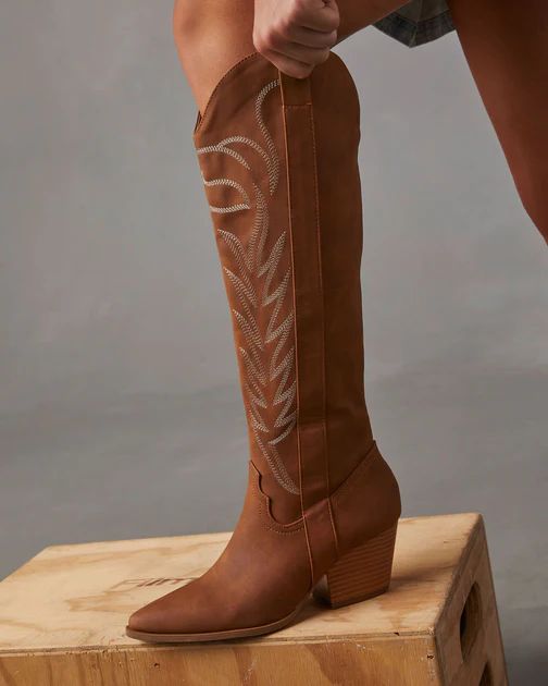 Mcentire Suede Western Boots - Chestnut | VICI Collection