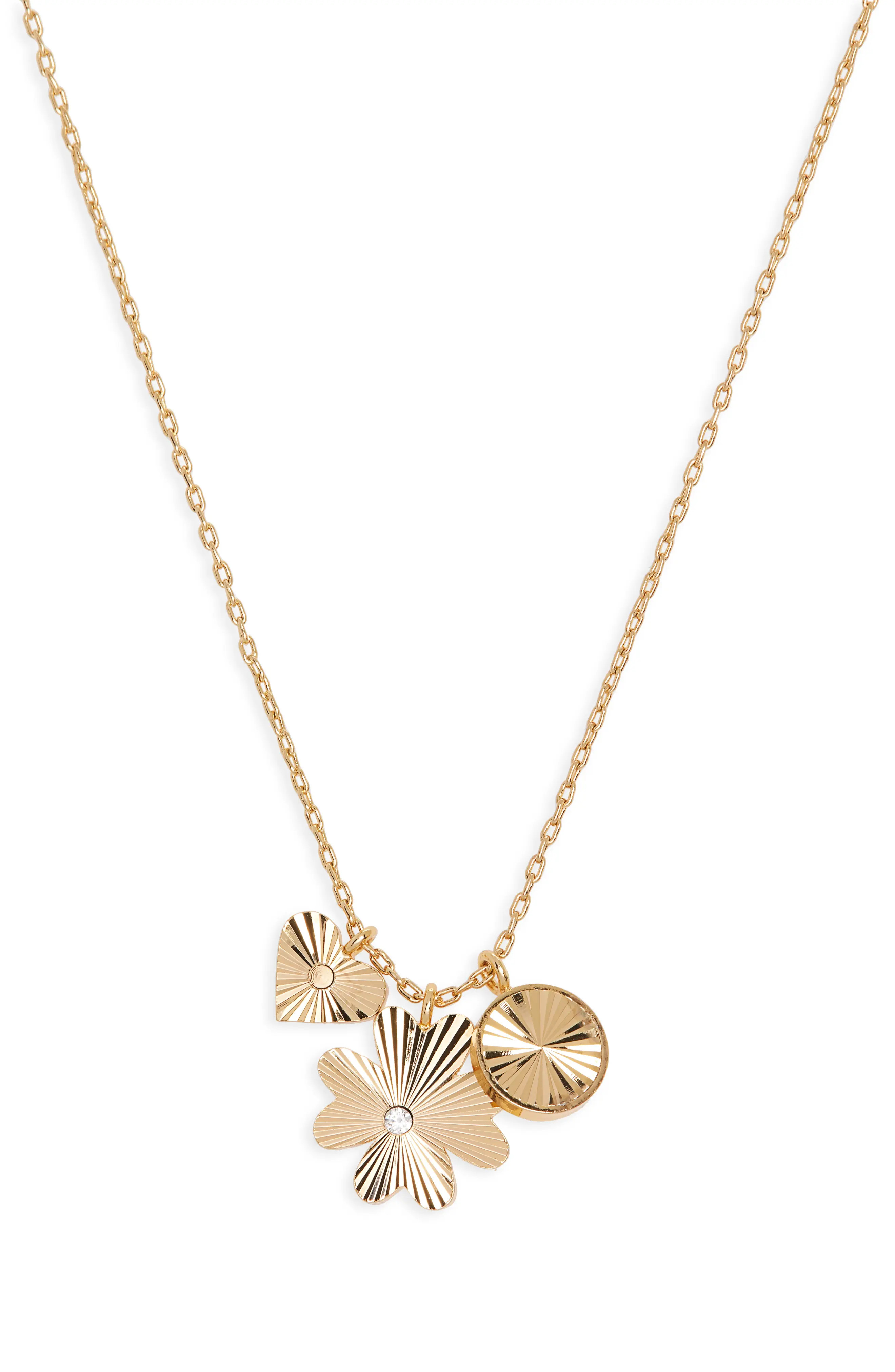 Madewell Engine Turned Cluster Charm Necklace in Antique Gold at Nordstrom | Nordstrom