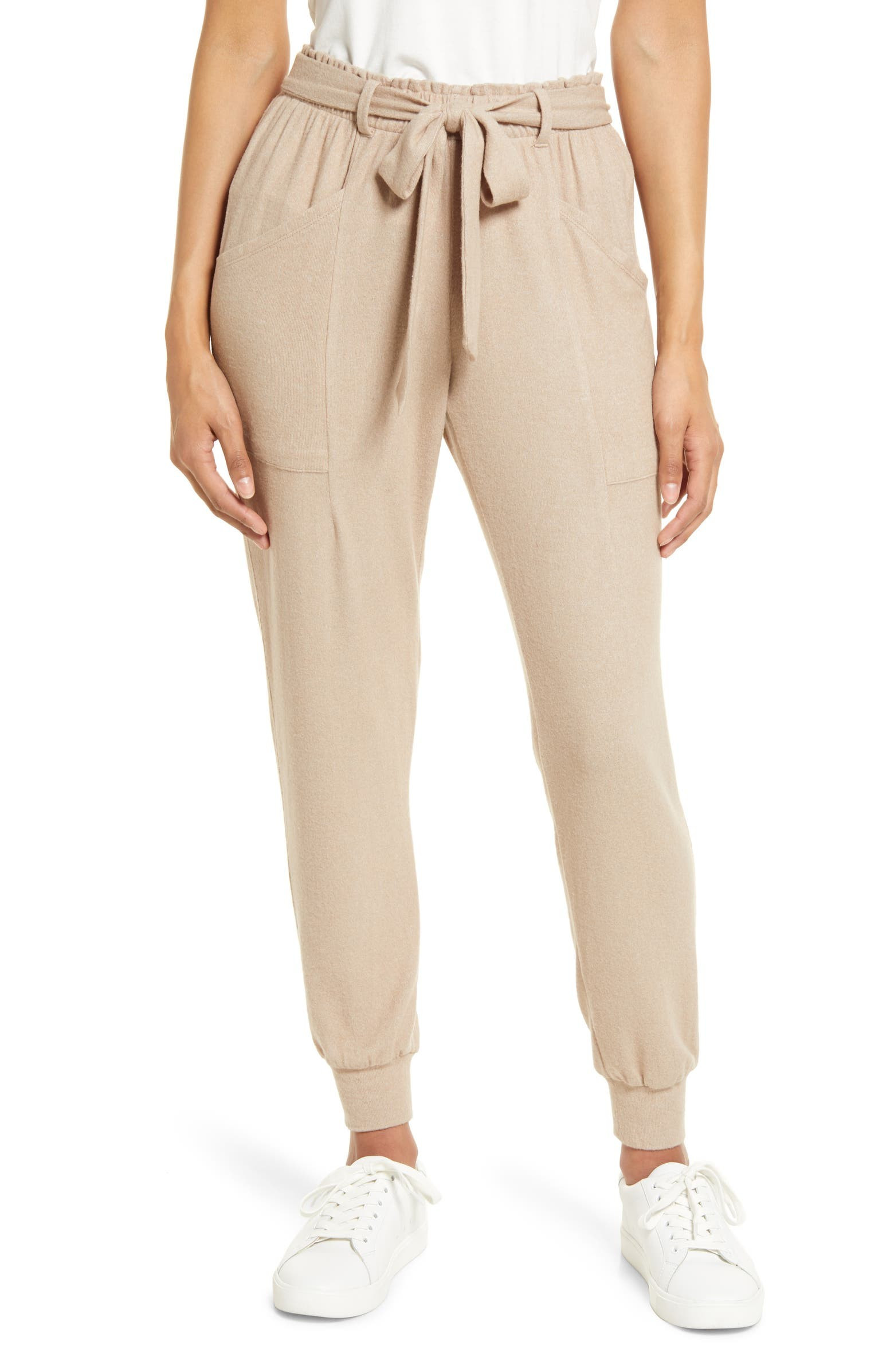 Cozy Fleece Belted Joggers | Nordstrom