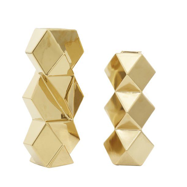 CosmoLiving by Cosmopolitan Gold Ceramic Contemporary Vase, 2 - Pieces - Walmart.com | Walmart (US)