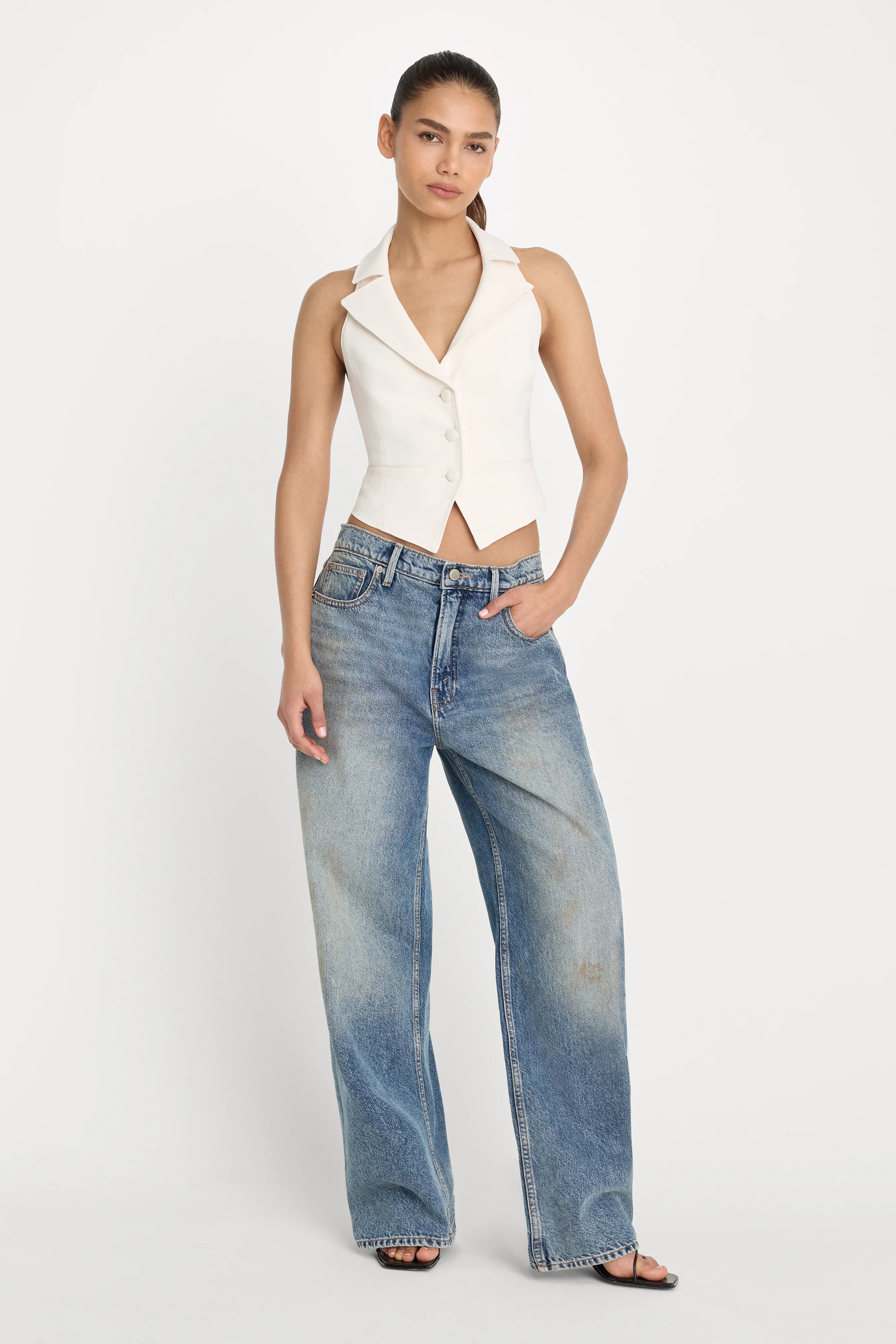 LUXE SUITING HALTER VEST | SOFT SHELL - GOOD AMERICAN | Good American