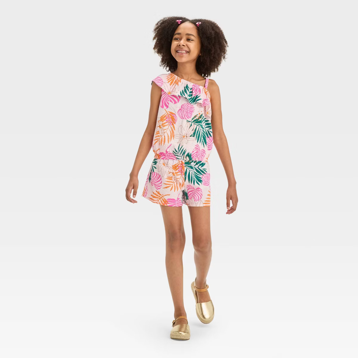 Girls' 2pc One-Shoulder Top and Pull-On Seersucker Shorts Set - Cat & Jack™ | Target