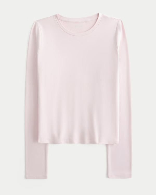 Long-Sleeve Seamless Fabric Crew Baby Tee | Hollister (US)