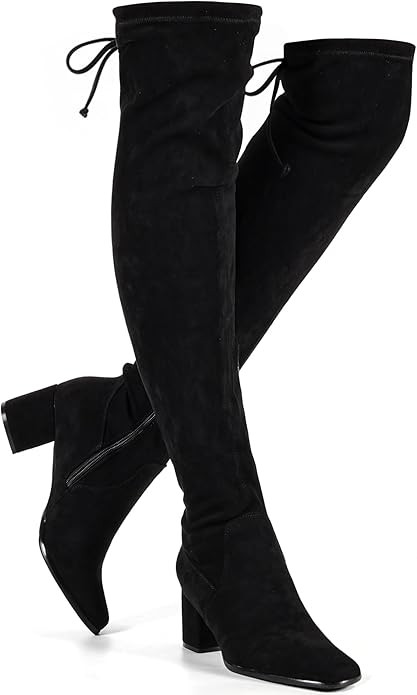 Vipost Square Toe 2.5-inch Thigh High Boots, Suede Over the Knee High Boots for Women, Chunky Blo... | Amazon (US)