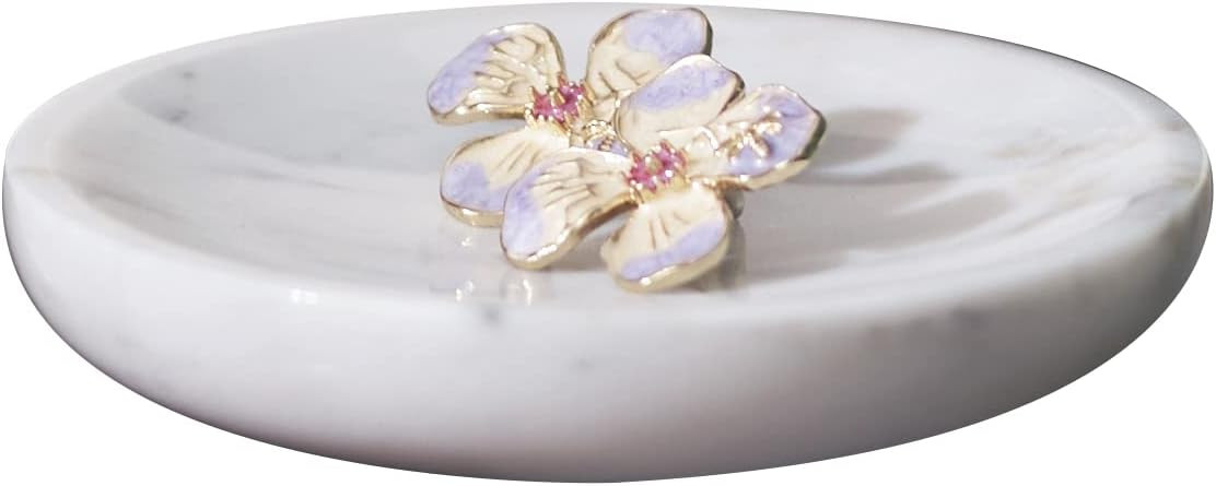 𝟏𝟎𝟎% Round Marble Ring Dish, Trinket Dish Tray, Jewelry Holder, Nightstand Decor,4''D, Carrara White | Amazon (US)