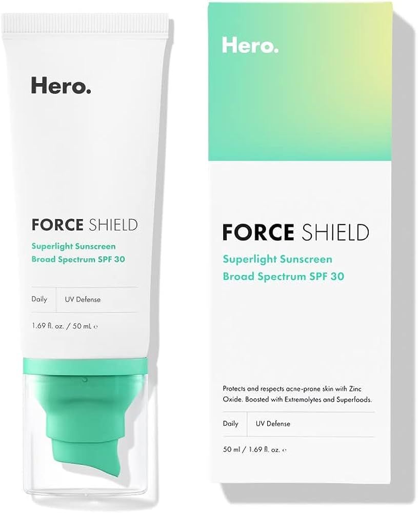 Force Shield Superlight Sunscreen SPF 30 from Hero Cosmetics - Everyday SPF 30 for Acne-Prone Ski... | Amazon (US)