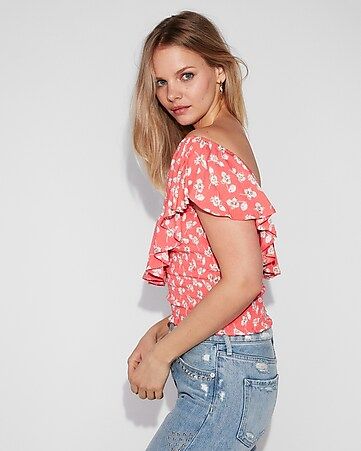 Smocked Floral Off The Shoulder Top | Express