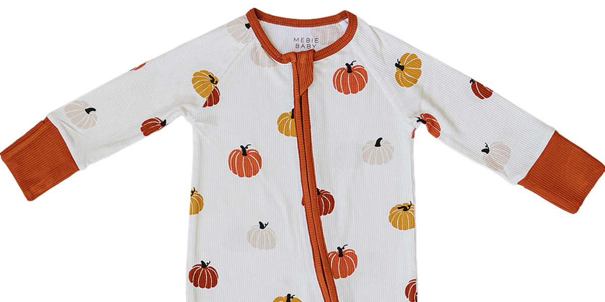 Pumpkins Bamboo Zipper Onesie by Mebie Baby - Double Zipper & Foot Grips for Babies 0-18 Months | Mebie Baby