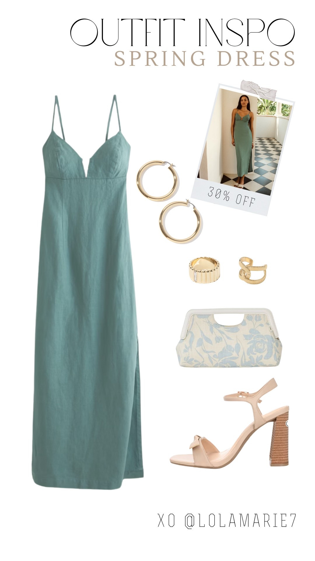 Spring dress outfit inspo! Dress is currently 30% off today! Use code LOLAMARIE to save on  jewelry! 

#target #mirandafrye #abercrombie

#LTKStyleTip #LTKFindsUnder100 #LTKSaleAlert