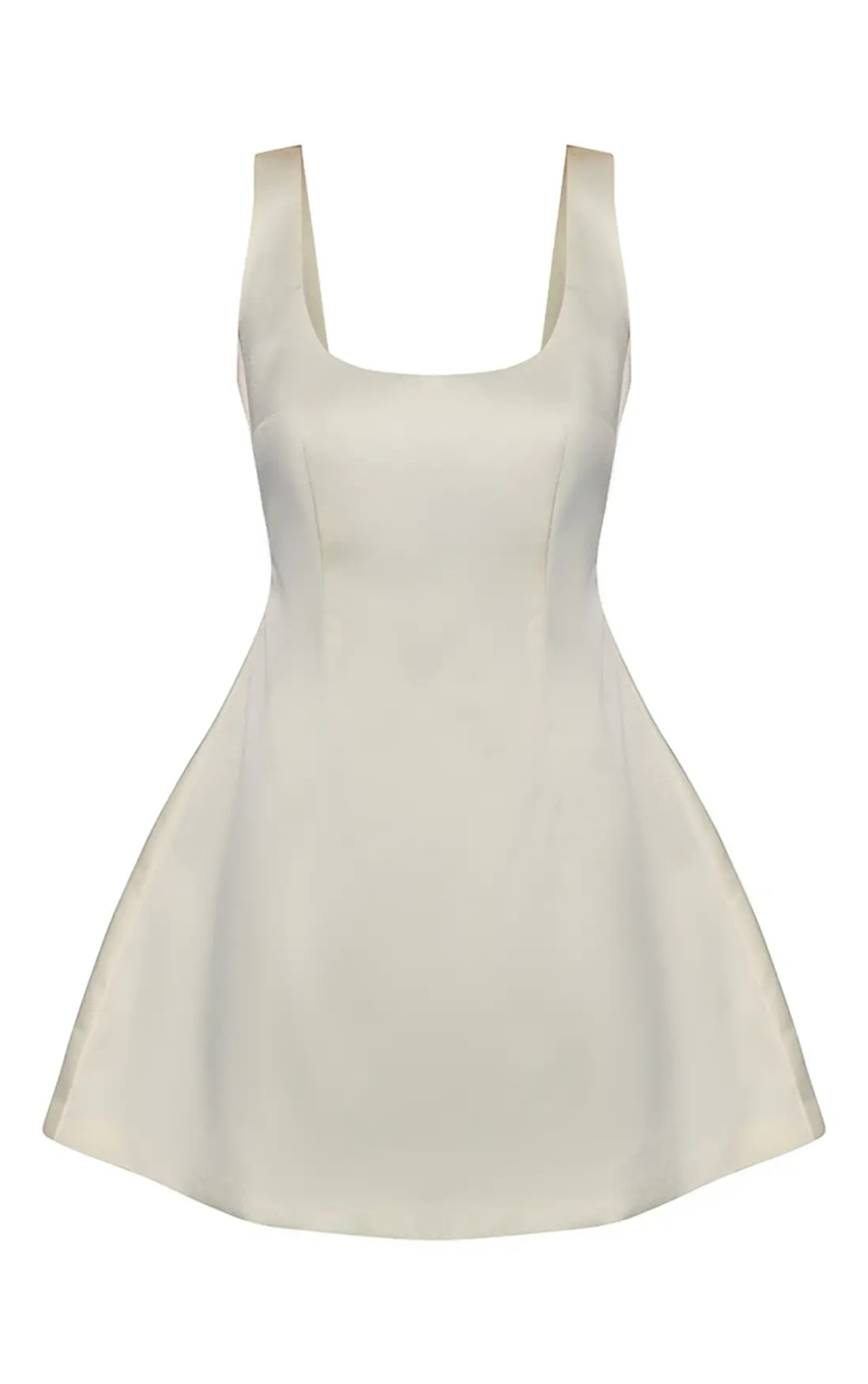 Cream Bonded Scoop Neck Shift Dress | PrettyLittleThing US