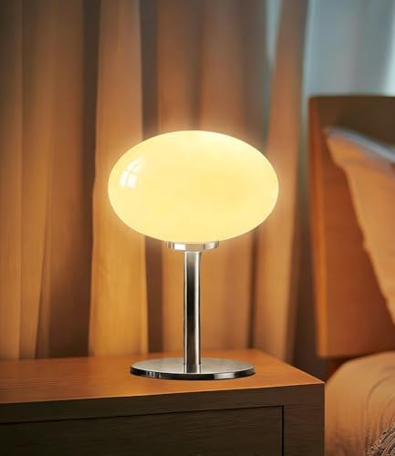Glass Mushroom Lamp, Mid Century Dimmable Lamp 3 Color Temperatures Table Lamp for Bedroom Living... | Amazon (US)