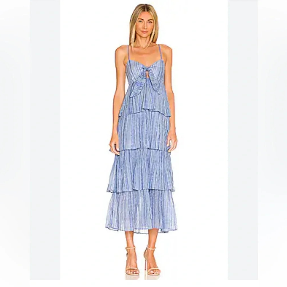 Saylor Jameela Midi Dress In Indigo Size Large Tiered | Poshmark