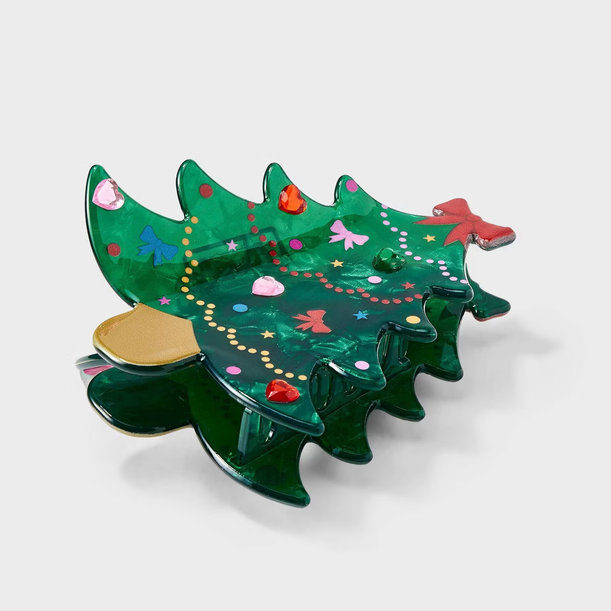 Christmas Tree with Heart Gem Claw Hair Clip - Green | Target