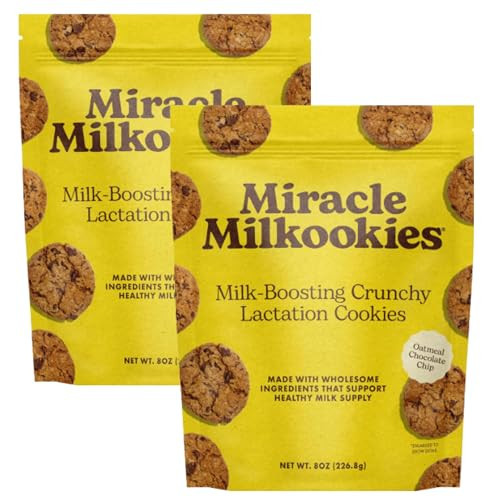 Miracle Mama Milkookies- Lactation Cookies – Oatmeal Chocolate Chip– Support Milk Supply with Oats, Flaxseed & Brewer’s Yeast – Delicious, Nourishing Treat for Moms Pack of 2, 8 oz Bags | Amazon (US)