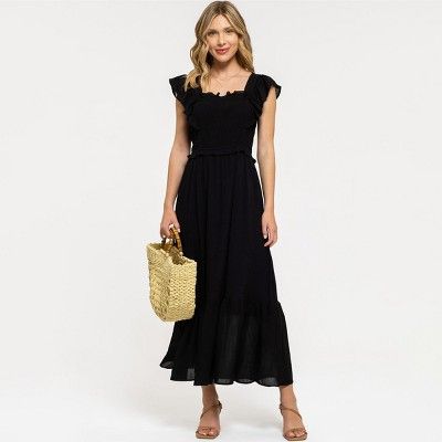 August Sky Women's Smocked Bodice Midi Dress | Target