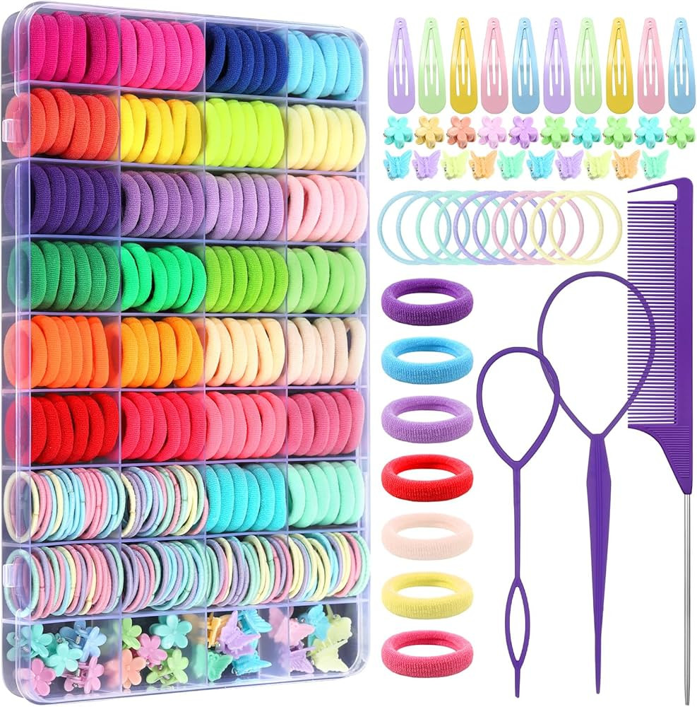 Hair Accessories for Girls - 360 Pieces Toddler Elastic Hair Ties, Hair Clips, and Hair Tail Tool... | Amazon (US)