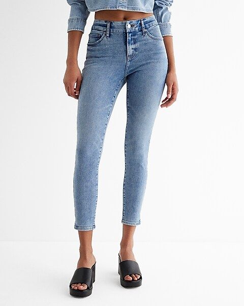 Mid Rise Light Wash FlexX Cropped Skinny Jeans | Express