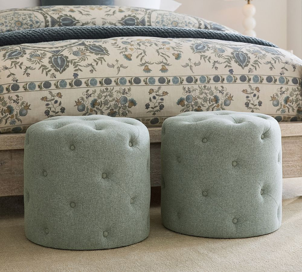Tufted Upholstered Accent Stool | Pottery Barn (US)