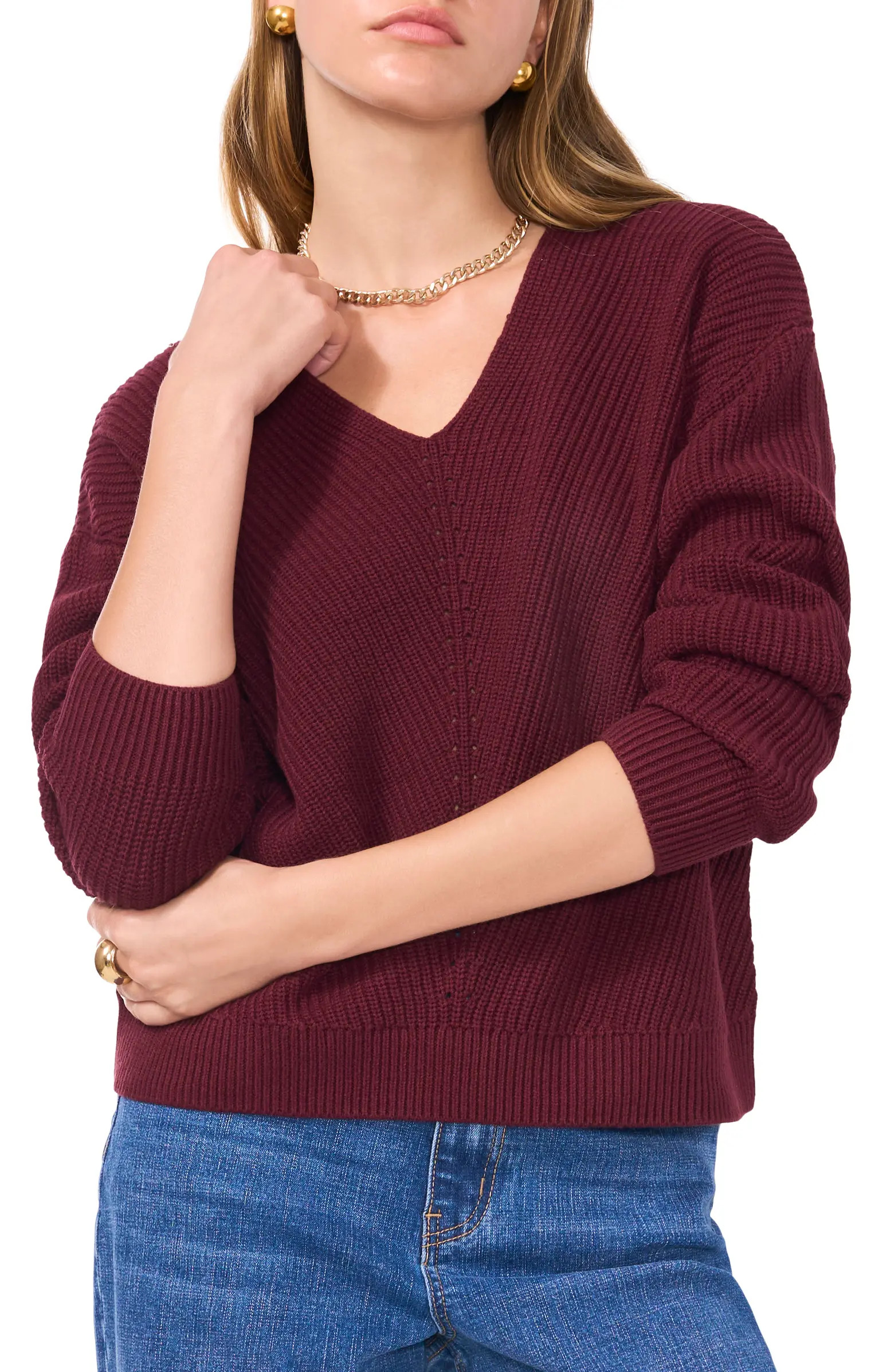 Diagonal Rib V-Neck Sweater | Nordstrom