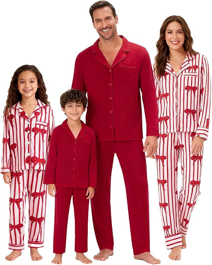 ​Family Christmas Pajamas Matching Sets-Button Down Buffalo Plaid Long Sleeve Holiday Pjs Sets ... | Amazon (US)