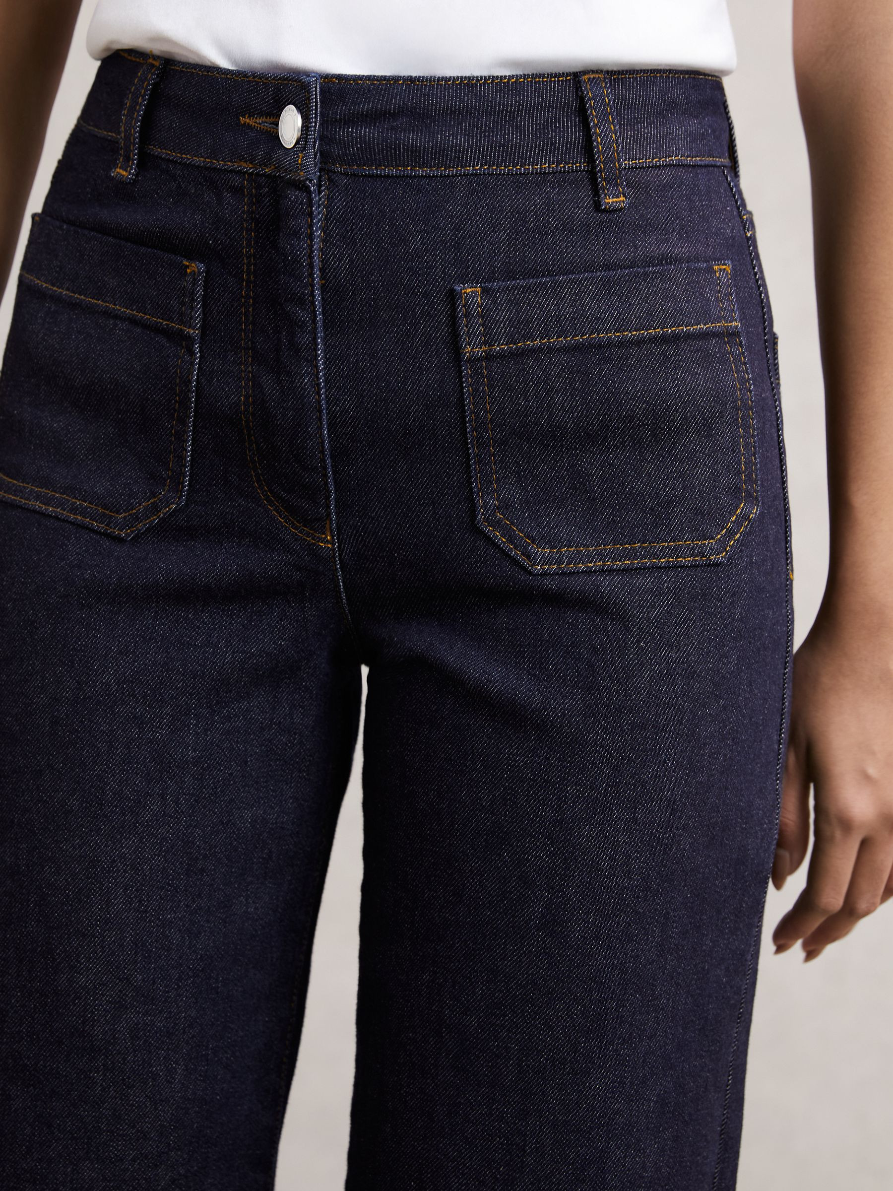 Petite Straight-Leg Patch-Pocket Jeans in Dark Blue | Reiss DE