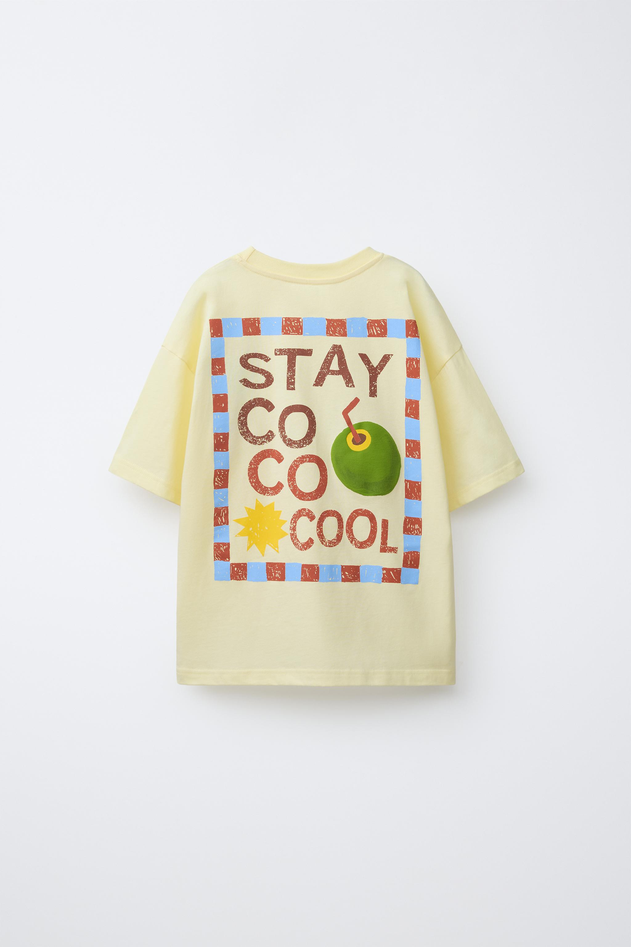 Round neck, short sleeve T-shirt. Coconut print on front and back. | Zara US