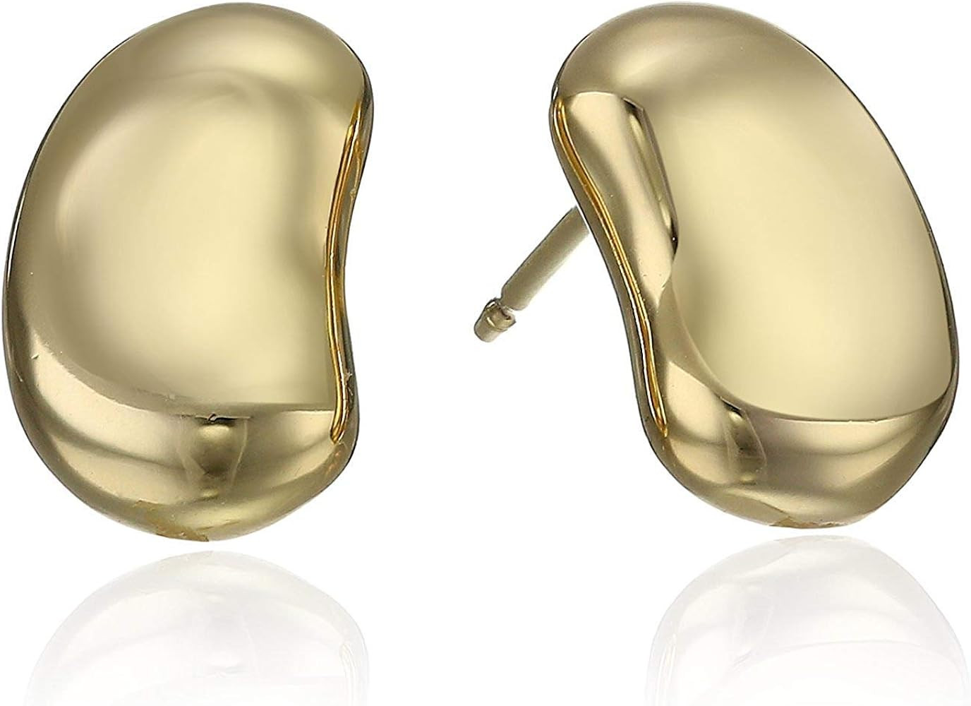 MORGAN & PAIGE Sterling Silver 12mm Bean Stud Earrings for Women, Choice of Plating, Rhodium / 18... | Amazon (US)