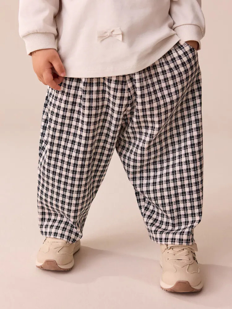 Black/White Gingham Textured Barrel Leg Trousers (3mths-7yrs) | Next US