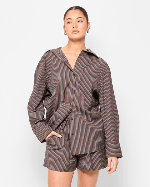 Oversized Slouchy Shirt - Lily Loves - Brown Stripe | Target AU