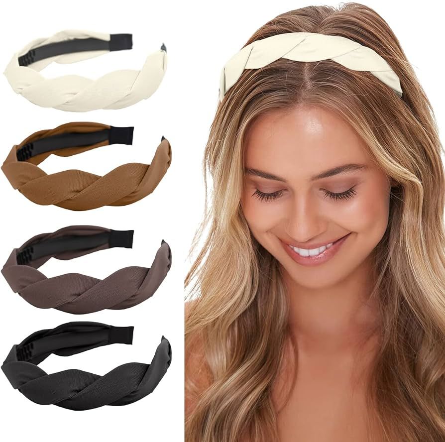 WOVOWOVO 4 Pieces Braided Headband for Women Girls Wide Hairband Fashion Non Slip Hairhoop Weavin... | Amazon (US)