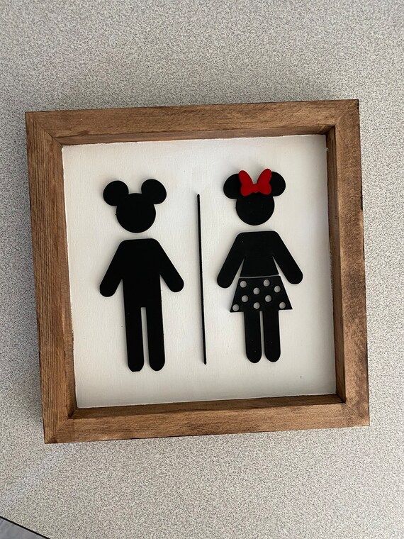 Mickey and Minnie Inspired Bathroom Sign | Etsy | Etsy (US)