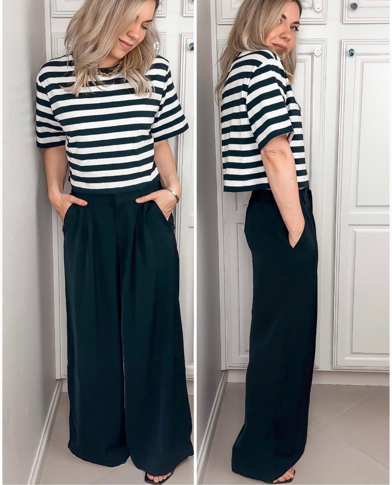 Cropped tee
Tee
Stripe tee
Black pants
Wide leg pants 
Amazon finds
Amazon fashion 
Spring outfit
Summer outfit 
Work outfit 
#ltkworkwear 
#ltkfind
#ltku
#ltkunder50
#ltkunder100
#ltkshoecrush 
#LTKworkwear #LTKSeasonal