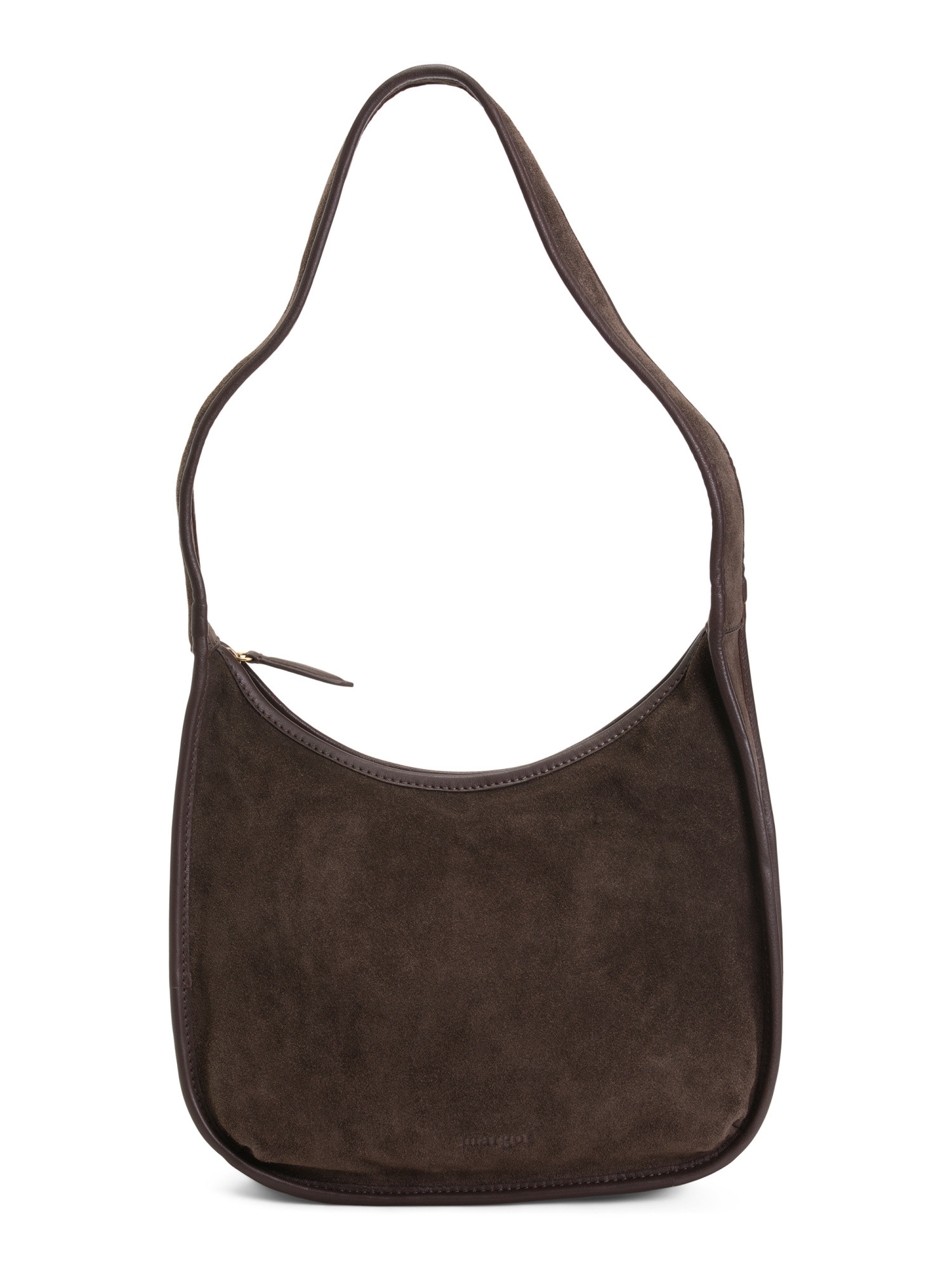 Suede And Leather Curved Top Zip Hobo | TJ Maxx
