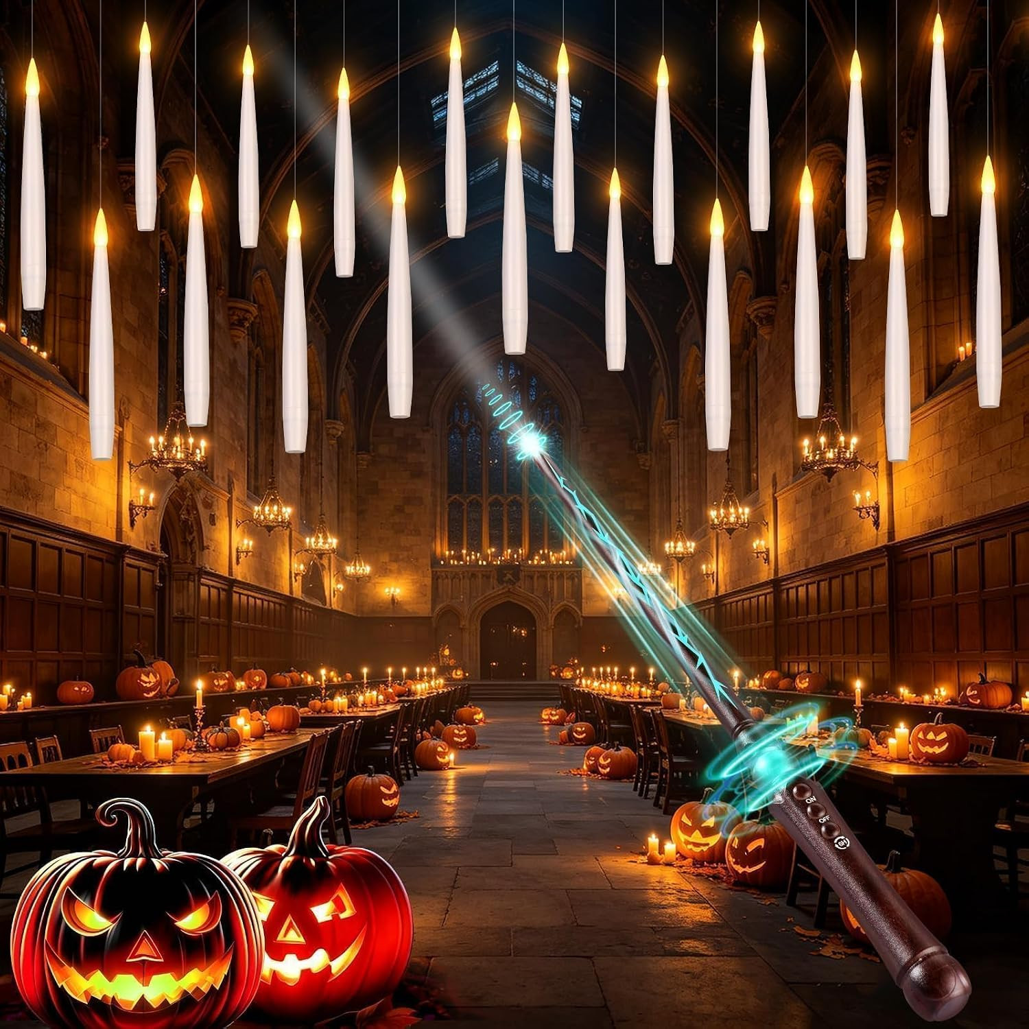 Upgraded 20Pcs Floating Candles with Wand for Halloween Decorations | Amazon (US)