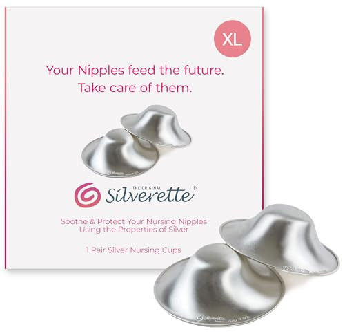 SILVERETTE® The Original Silver Nursing Cups, Nipple Covers for Breastfeeding Essentials, Pure 925 Silver Nipple Shields for Breastfeeding Newborn, Lightweight Nursing Cups, XL Size | Amazon (US)
