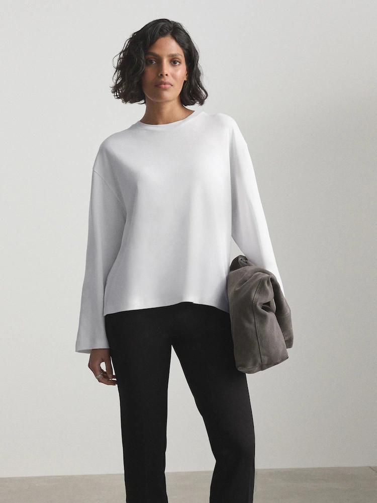 White Long Sleeve Crew Neck Top | Next US