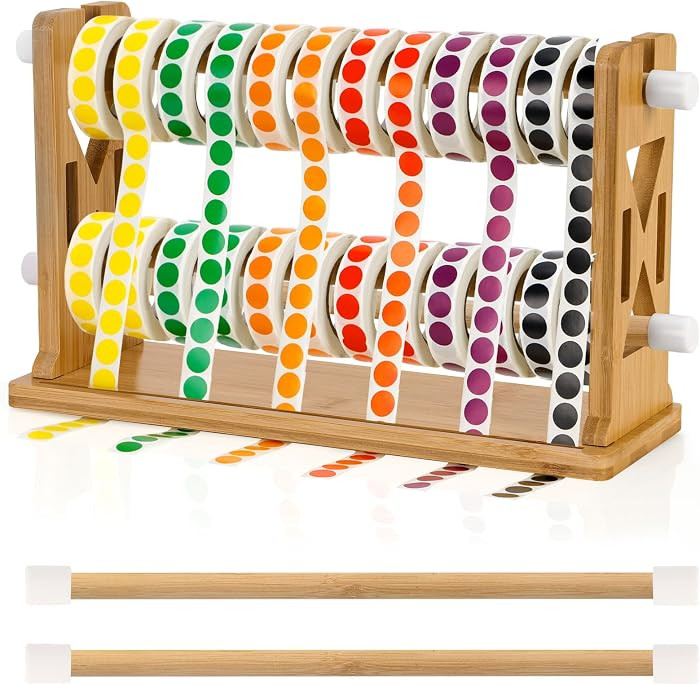 Wooden Label Dispenser Label Roll Holder Dispenser 13x4.5x8 inch Label Sticker Holder Organizer S... | Amazon (US)