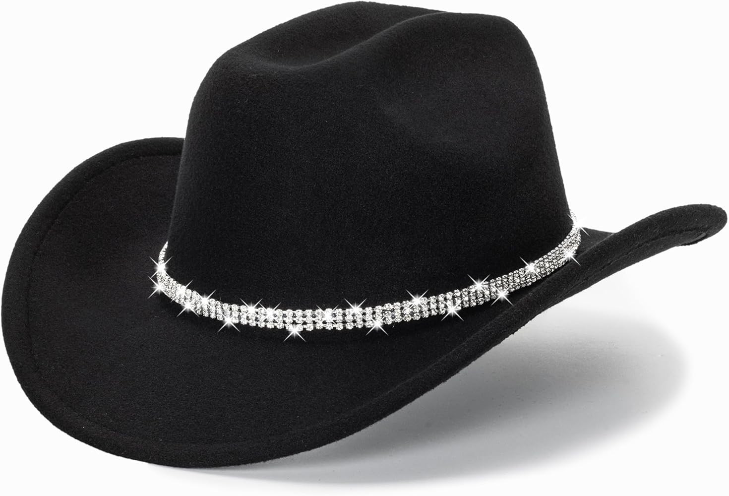 Glitter Silver Black Cowboy Hats for Women - Western Sparkly Rhinestone Cowgirl Hat for Ladies Si... | Amazon (US)