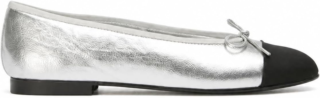 Women's Ballet Flats Cap Toe Bow Slip on Flat Shoes Two Tone Round Toe Faux Leather Casual Work Dress Flats for Everyday Wear | Amazon (US)