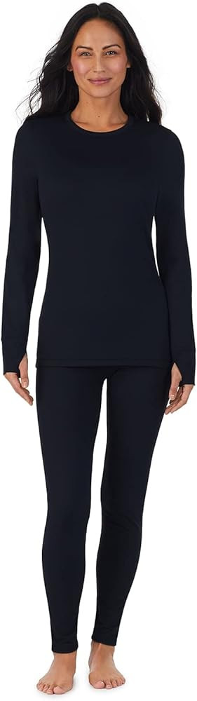 Cuddl Duds Womens Fleece Lined Thermal Long Sleeve Shirt and Leggings - Top and Bottom Base Layer... | Amazon (US)