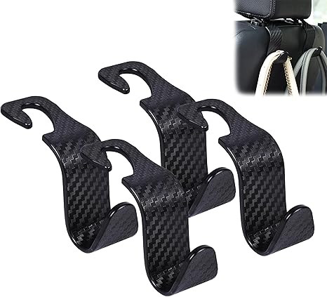 Amooca Car Seat Headrest Hook 4 Pack Hanger Universal Vehicle Car Storage Organizer for Handbag P... | Amazon (US)