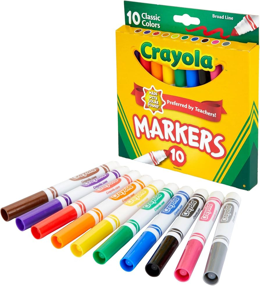 Crayola Broad Line Markers, Classic Colors 10 Each, 10 Count (Pack of 1) | Amazon (US)