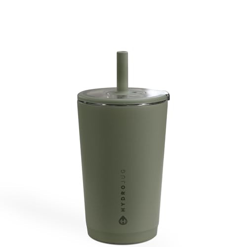 HydroJug Everyday Tumbler 14 oz – Ceramic-Lined Insulated Tumbler with Straw and Soft-Touch Lid, Cup Holder Friendly, Double-Wall Vacuum Insulation, Reusable Travel Cup – Courtyard | Amazon (US)