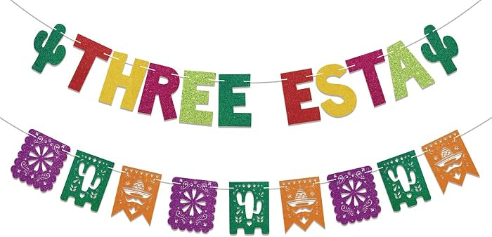 Three Esta Banner - Fiesta 3rd Birthday Party Decorations, Mexican Party Banner, Girls Mexican Fi... | Amazon (US)